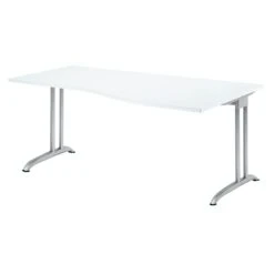 Freiformtisch Berlin - 720 X 2000 X 1200/800 Mm - C-Fuß Design - Weißaluminium/weiß 110161 -VIDAXL Shop 09a38b63 37a3 4ff0 9822 3747dd82a108 2