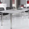 Konferenztisch Bootform, 720-740 X 2200 X 830/1030 Mm, Chrom/lichtgrau