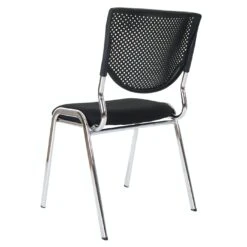 Besucherstuhl T401, Konferenzstuhl Stapelbar, Stoff/Textil ~ Sitz Schwarz, Füße Chrom -VIDAXL Shop 3fa7071d b060 444c 8c17 a9b2bc82ddae