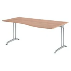Freiformtisch Quebec - 680-760 X 1800 X 1000/800 Mm - 4-Fuß-Gestell - Weißaluminium/nussbaum -VIDAXL Shop 5323d431 83bb 41a3 9031 b06bac5747d8 1