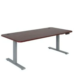 Schreibtisch HWC-D40, Computertisch, Elektrisch Höhenverstellbar 160x80cm 53kg ~ Kirsch-Dekor, Grau