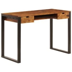 VidaXL Schreibtisch 110 X 55 X 78 Cm Massivholz Und Stahl