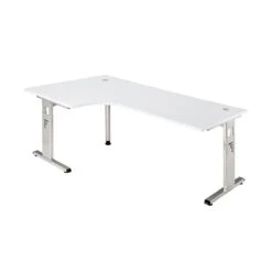 Freiformtisch Canberra - 650-850 X 1800 X 1000/800 Mm - C-Fuß Design - Weißaluminium/lichtgrau -VIDAXL Shop 8daa23d0 9ea1 4b93 b65e 8a89cb244773