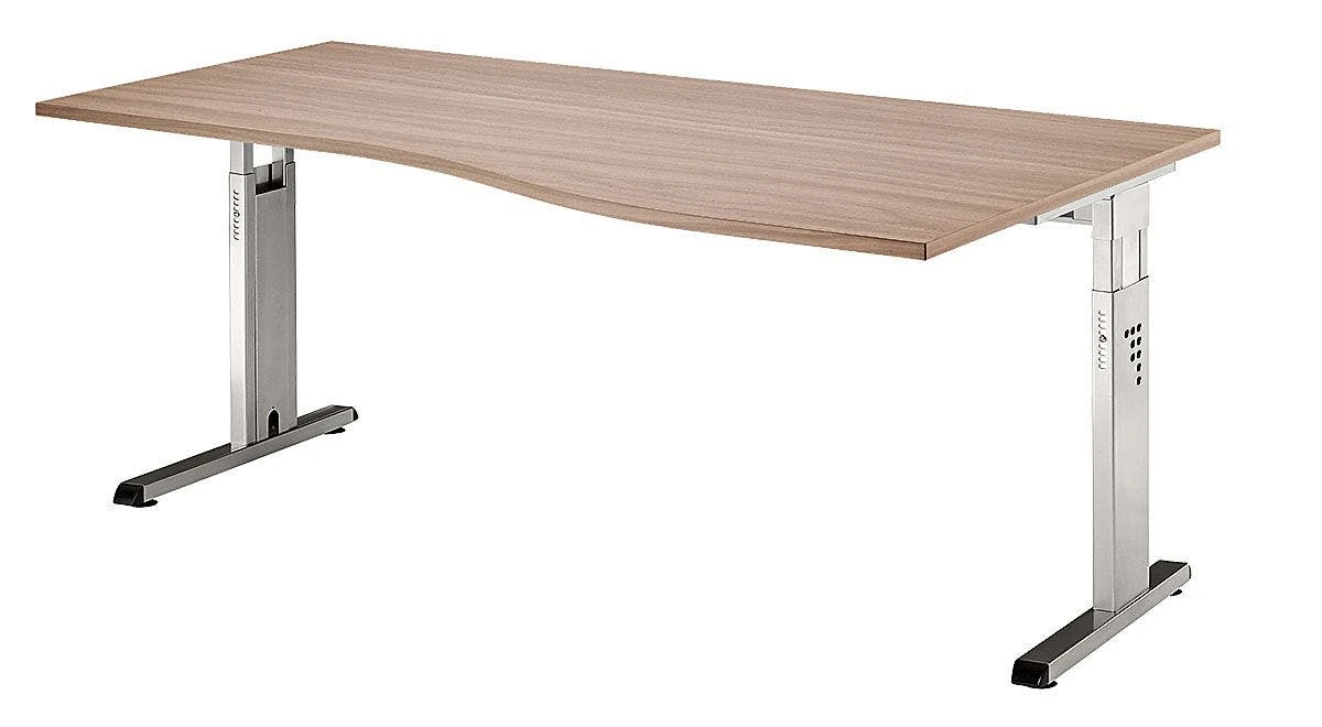 Freiformtisch Osaka - 650-850 X 1800 X 1000/800 Mm - C-Fuß Design - Weißaluminium/buche 5 Freiformtisch Osaka - 650-850 X 1800 X 1000/800 Mm - C-Fuß Design - Weißaluminium/buche – Bild 3