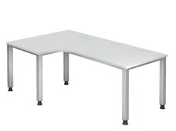 Freiformtisch Quebec - 680-760 X 2000 X 1200/800 Mm - 4-Fuß-Gestell - Weißaluminium/weiß
