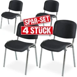 4x Polsterstühle Schwarz, BxTxH 545x425x820 Mm, Sitz BxTxH 475x415x470 Mm