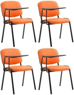 4er Set Stühle Ken Mit Klapptisch Kunstleder Orange