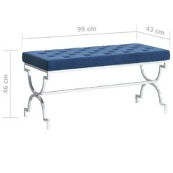 VidaXL Bank 99 Cm Blau Samt Und Edelstahl -VIDAXL Shop d079e95b 2be8 4d73 abdd e4c275faae38