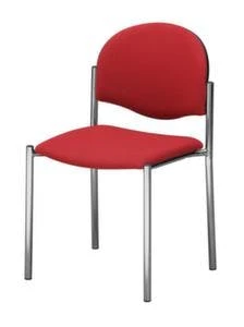 Besucherstuhl, 4-Fuß Verchromt, Sitz Rot, Rücken Rot