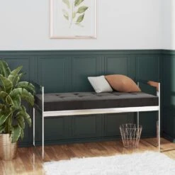 VidaXL Bank 97 Cm Grau Samt Und Edelstahl -VIDAXL Shop db109e9b 5c2f 474e 94ee ed2bbab973a4