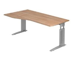 Freiformtisch Canberra - 650-850 X 1800 X 1000/800 Mm - C-Fuß Design - Weißaluminium/ahorn -VIDAXL Shop e7ad9b3a 2c00 4979 a538 e12c66c0ac62