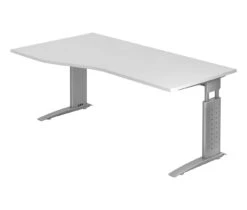 Freiformtisch Canberra - 650-850 X 1800 X 1000/800 Mm - C-Fuß Design - Weißaluminium/ahorn -VIDAXL Shop fd51a02f 993d 412a 886f bb96d329af84